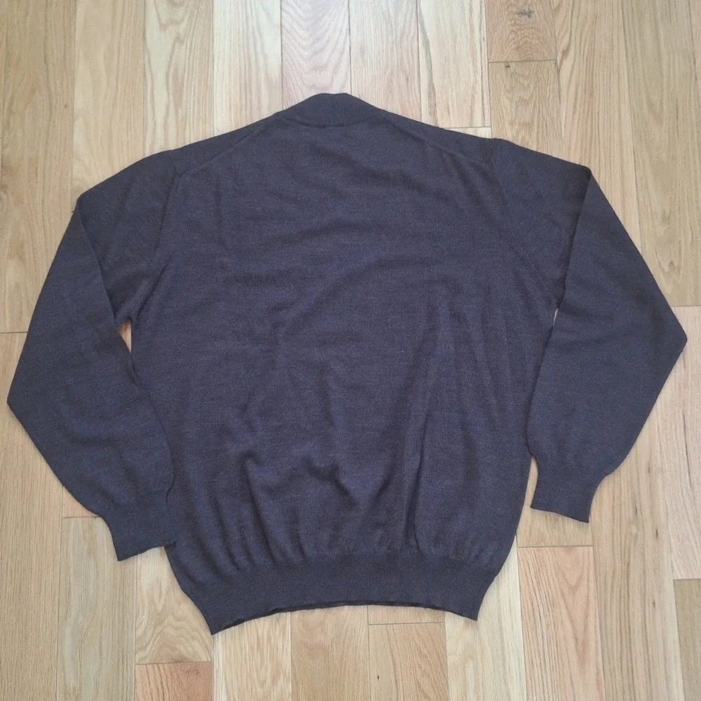 Luciano Barbera Vintage Mock Neck Sweater 100% Virgin Wool Made in Italy Brwn XL
